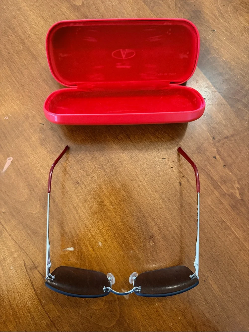Valentino Rimless Sunglasses with Red Case